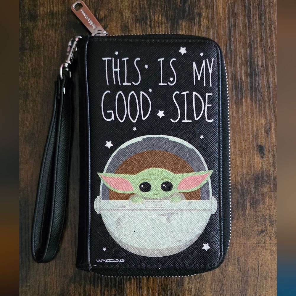 Star Wars Black Wallet Wristlet with Baby Yoda/Grogu Design